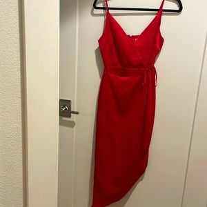 Red satin dress